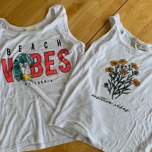 White Graphic Tank Top Duo
